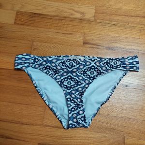 Jessica Simpson Geometric Black White Blue Pink Bikini Swim Bottom Large NWOT